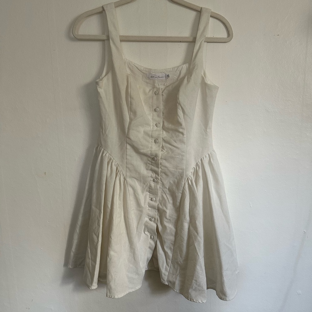 All in Favor Cream Button-Front Mini Dress